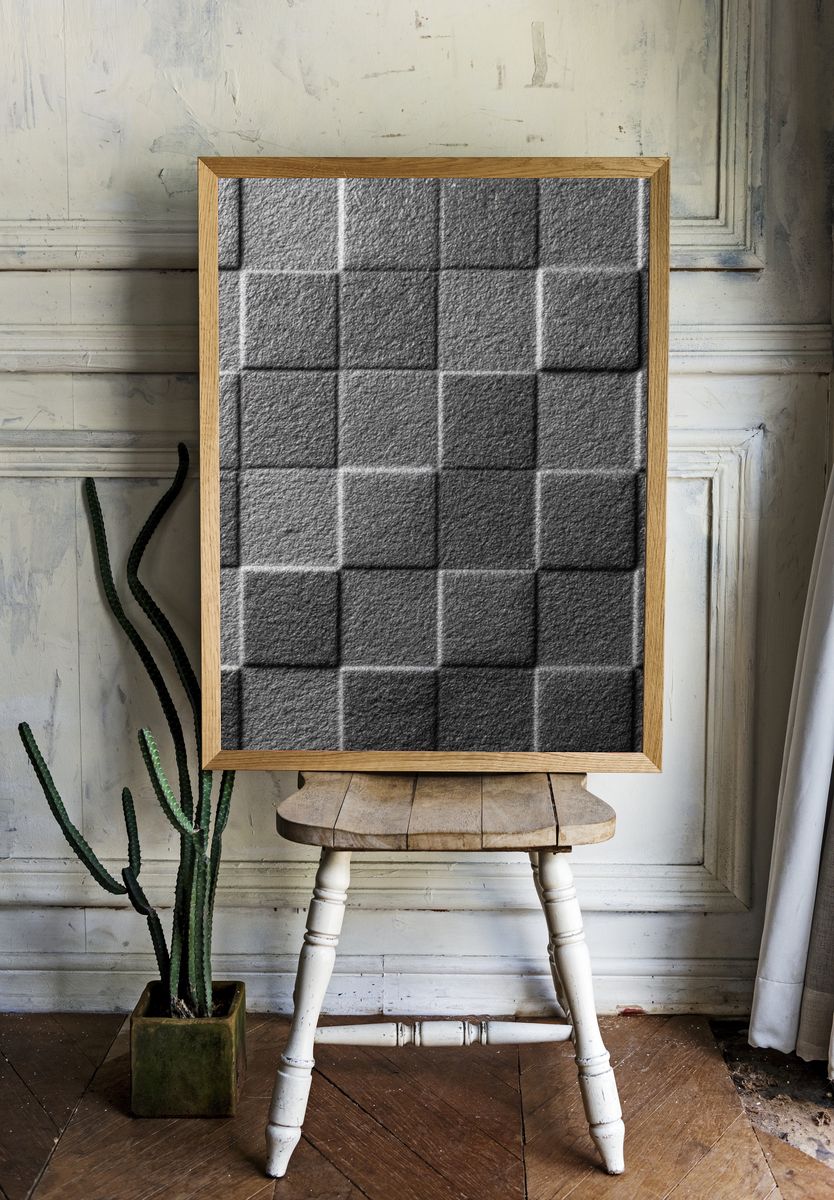 Textured Grid Abstract Poster. — room view 1