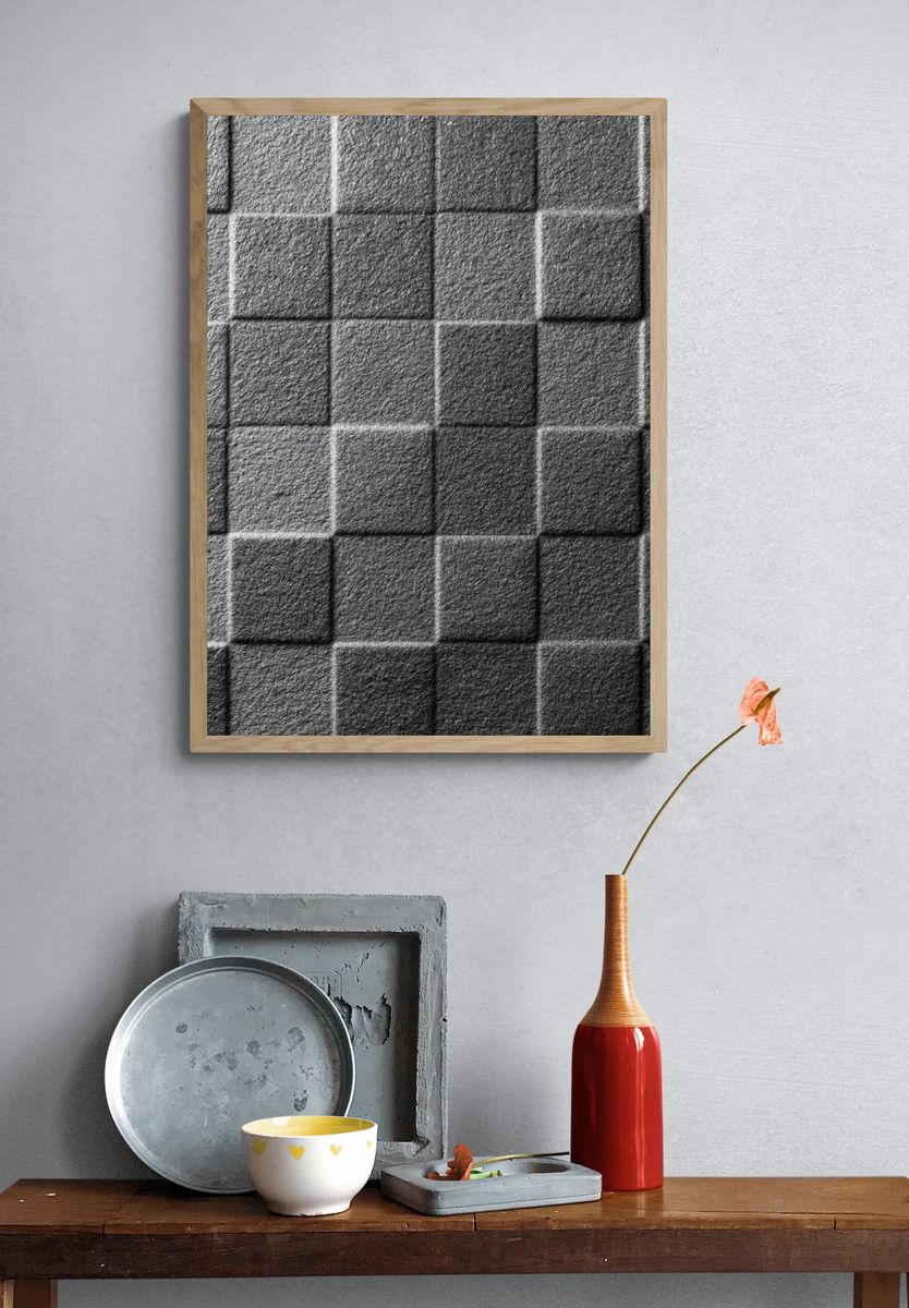 Textured Grid Abstract Poster. — room view 3
