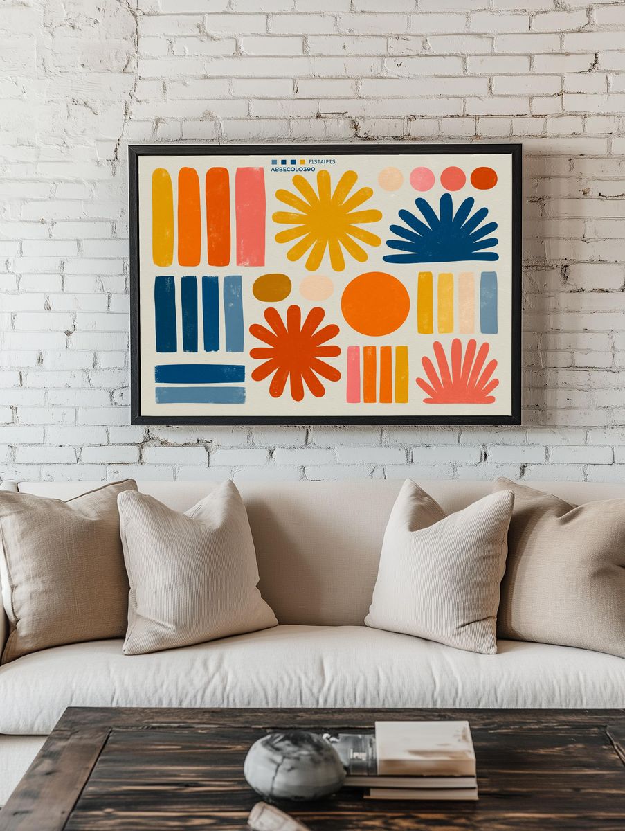 Retro Geometric Color Blocks Poster. — room view 1
