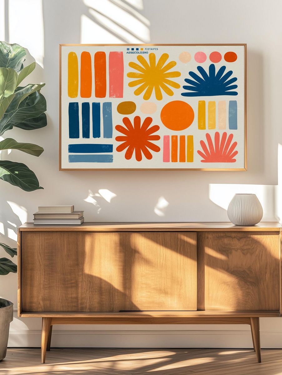 Retro Geometric Color Blocks Poster. — room view 3