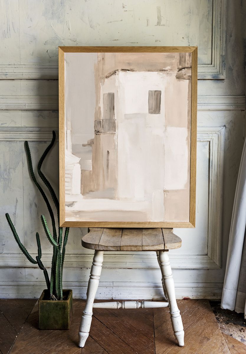Neutral Abstract Blocks Poster. — room view 1