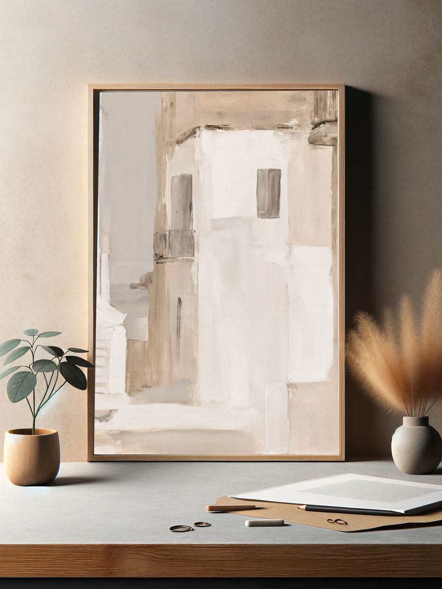 Neutral Abstract Blocks Poster. — room view 2