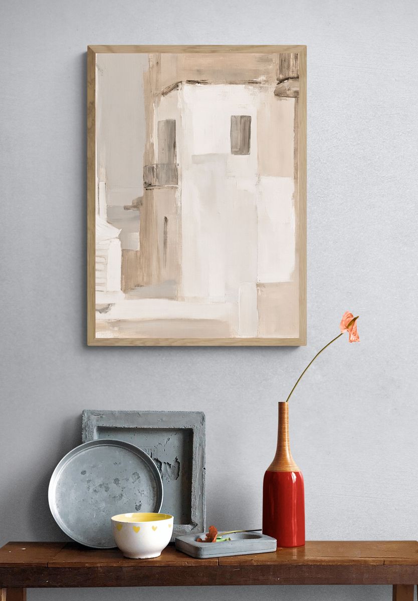 Neutral Abstract Blocks Poster. — room view 3