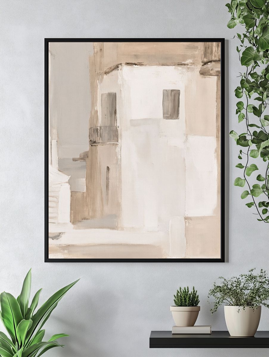 Neutral Abstract Blocks Poster. — room view 4