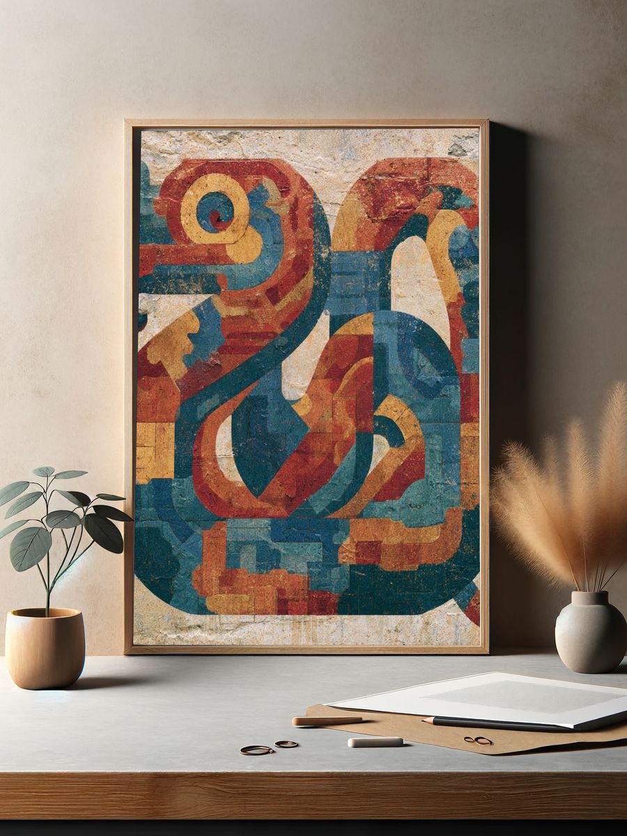 Abstract Geometric Mural Poster. — room view 2