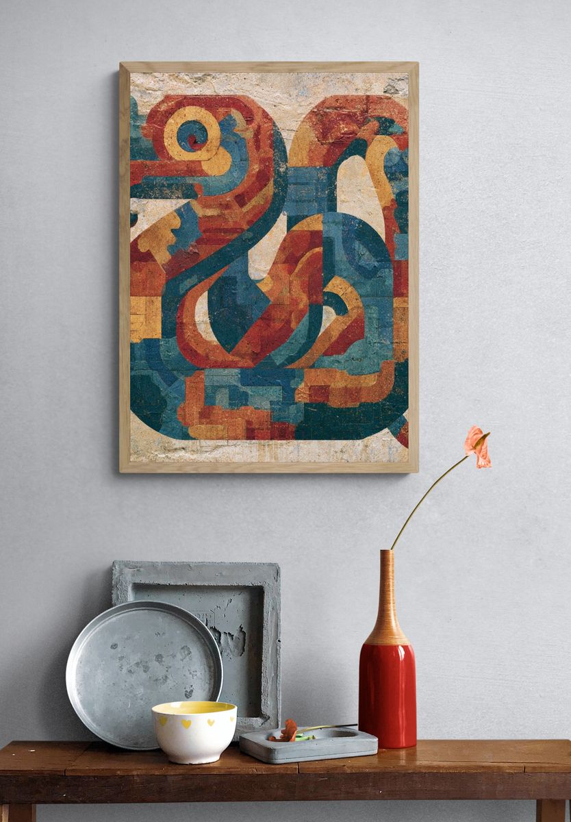 Abstract Geometric Mural Poster. — room view 3