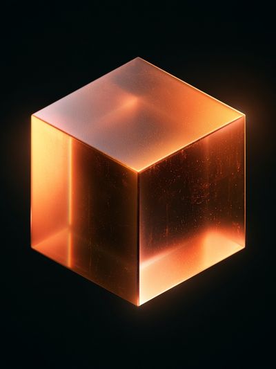 Glowing Amber Cube Abstract Poster.
