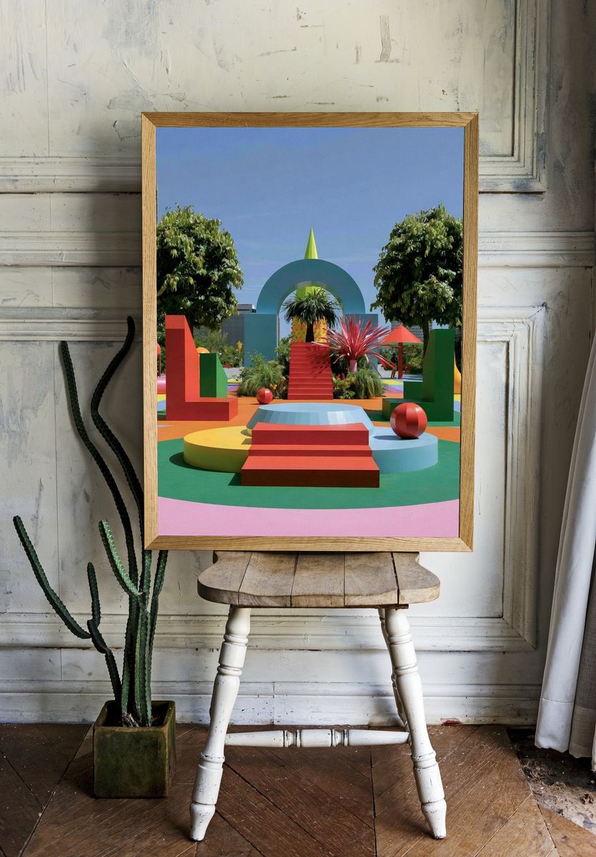 Colorful Geometric Garden Poster. room preview