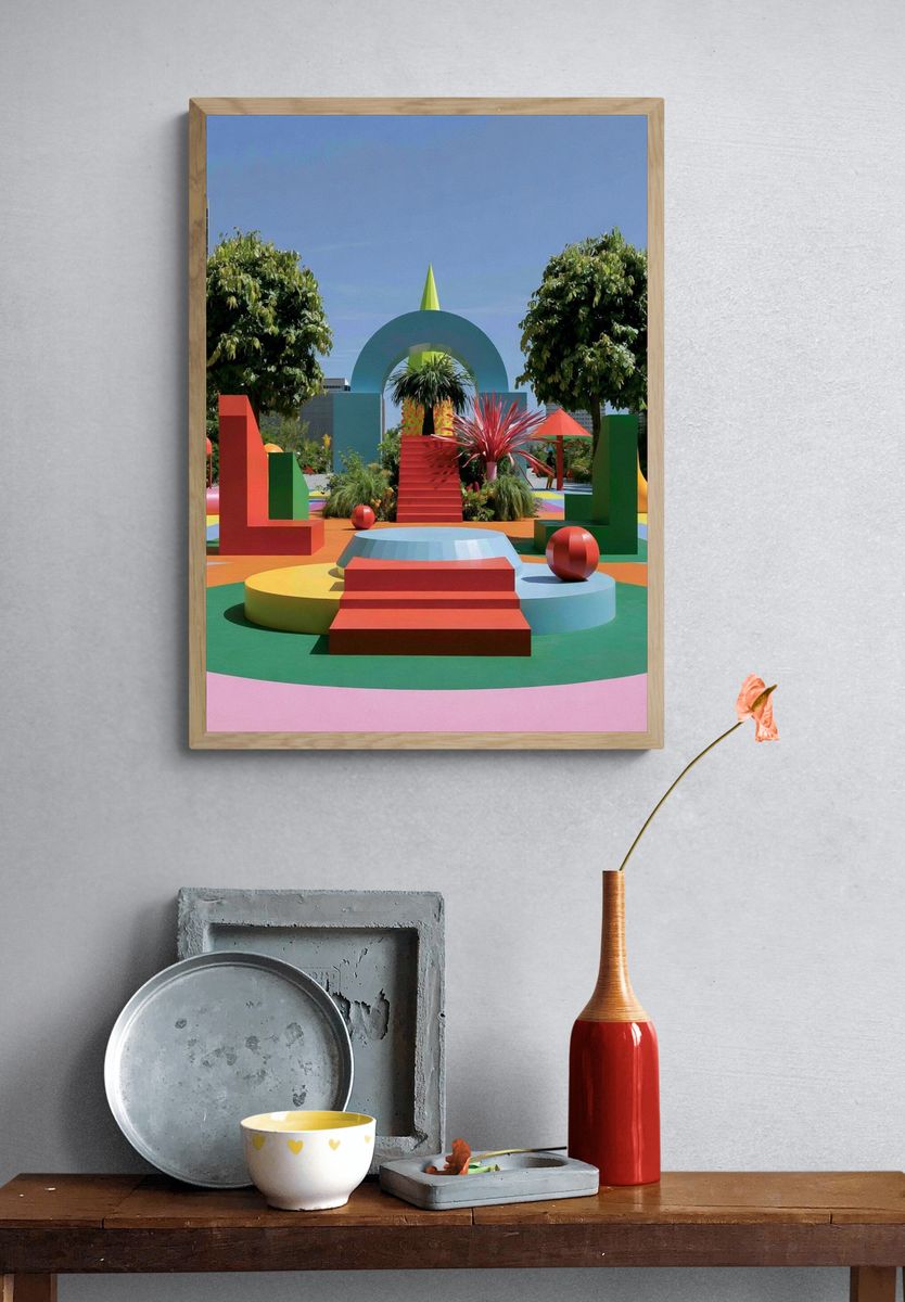 Colorful Geometric Garden Poster. — room view 3