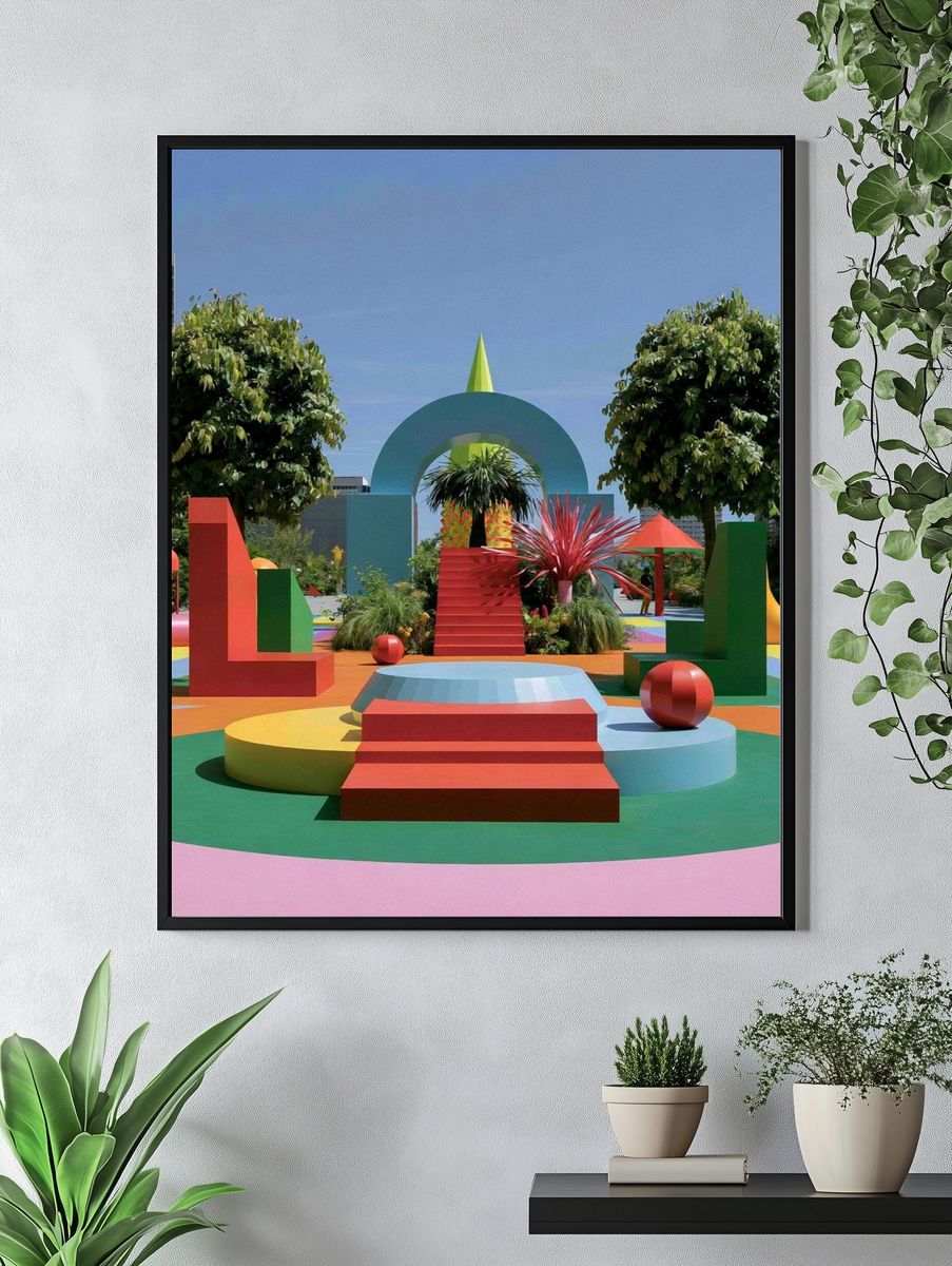 Colorful Geometric Garden Poster. — room view 4