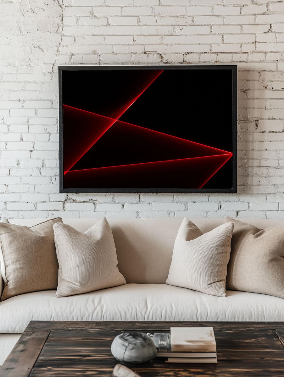 Red Neon Geometric Abstract Poster. room preview