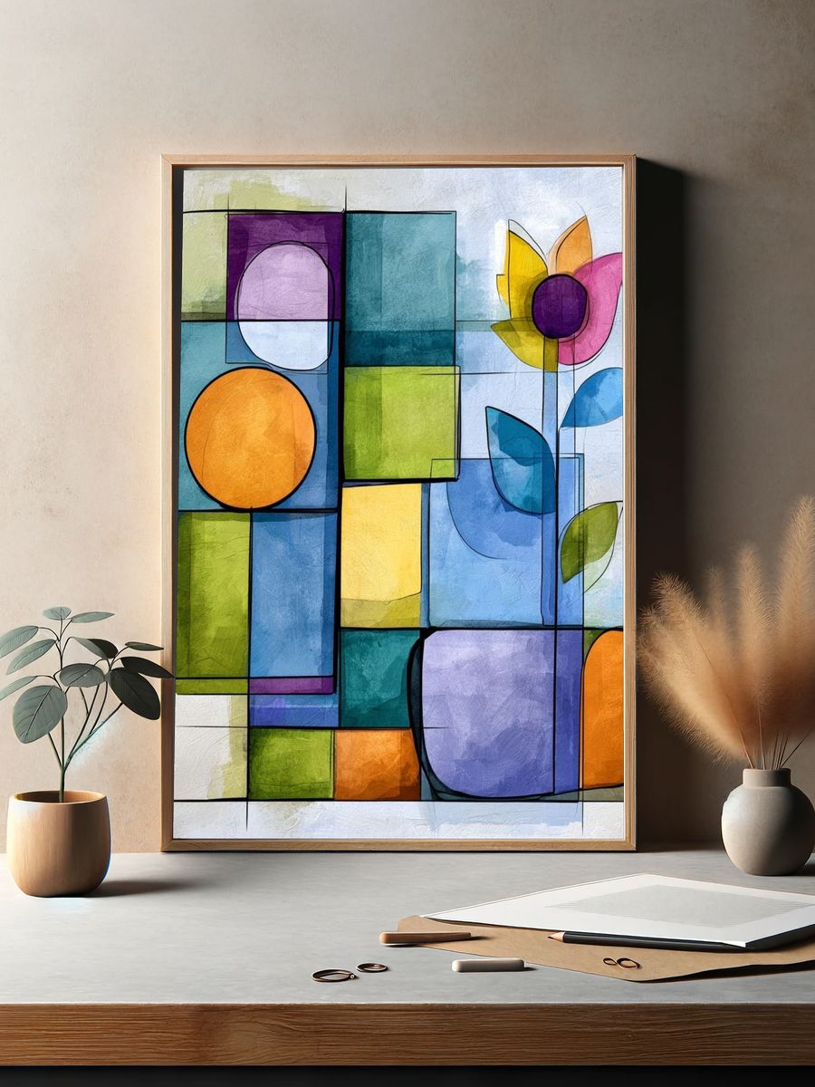Geometric Floral Abstract Poster. — room view 2