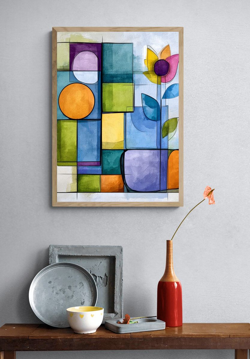 Geometric Floral Abstract Poster. — room view 3