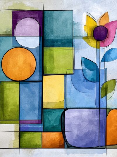 Geometric Floral Abstract Poster. poster print