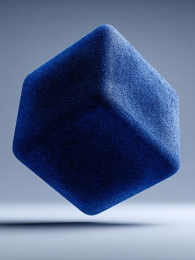 Floating Blue Cube Abstract Poster.