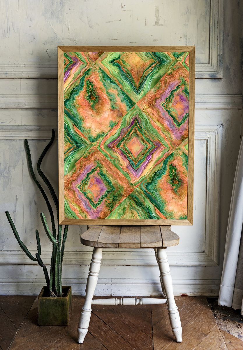Marbled Diamond Pattern Abstract Poster. room preview