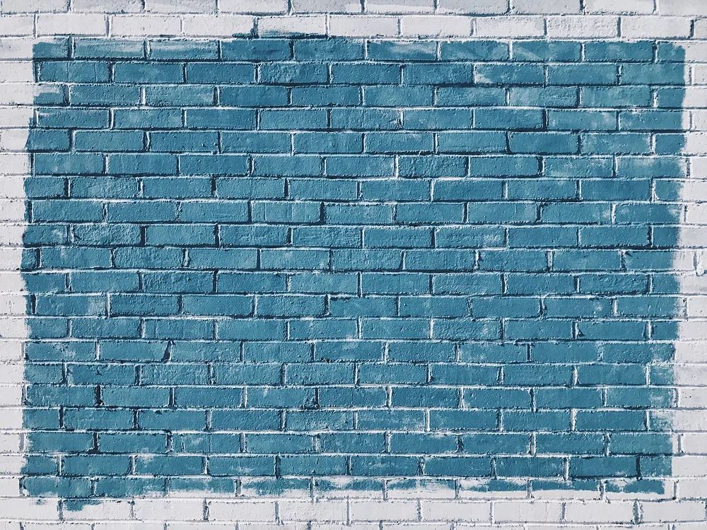 Blue painted rectangle painted white. poster — abstract art