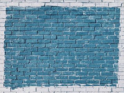 Blue painted rectangle painted white. poster print