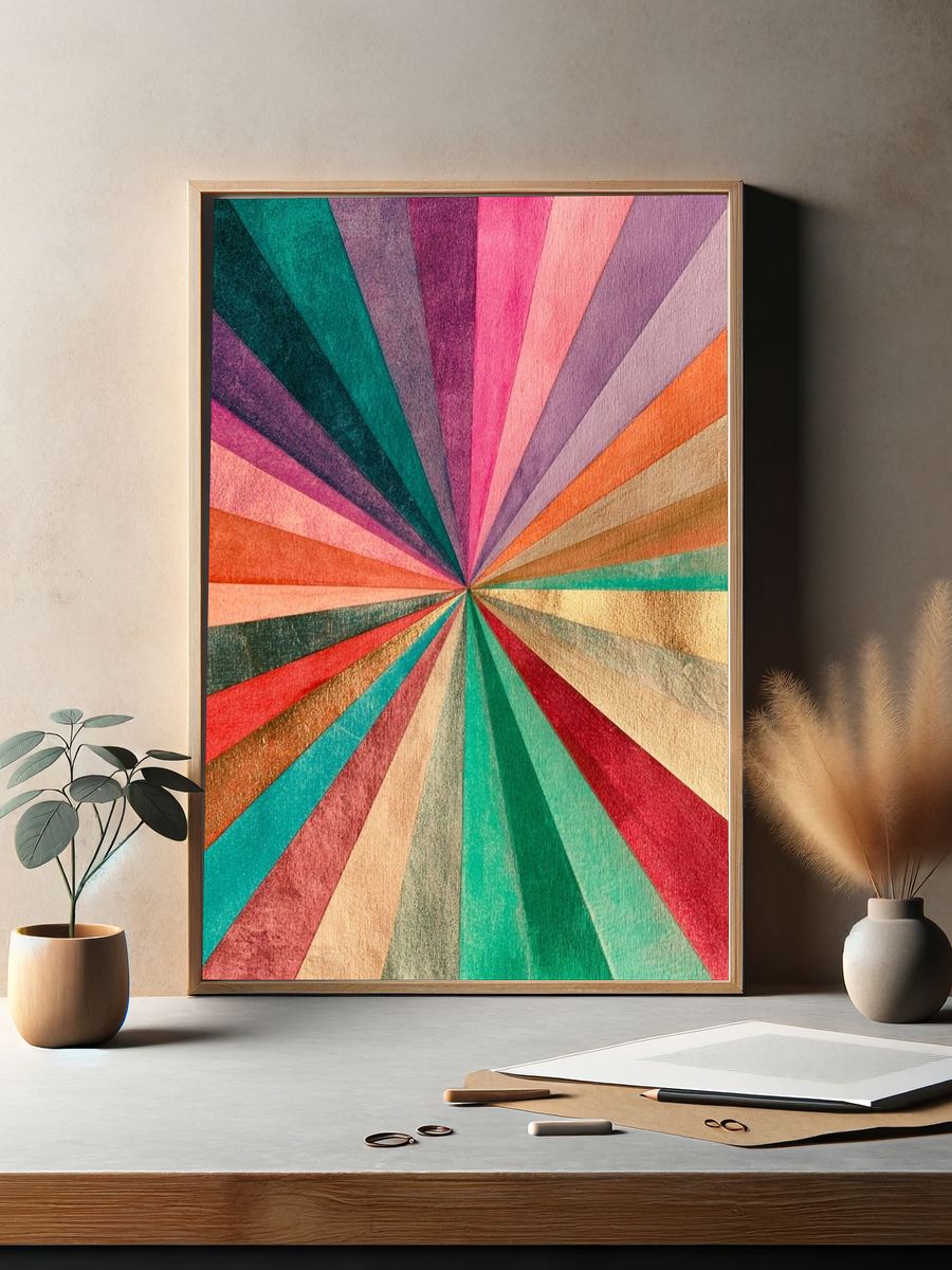 Color Burst Geometric Abstract Poster. — room view 2