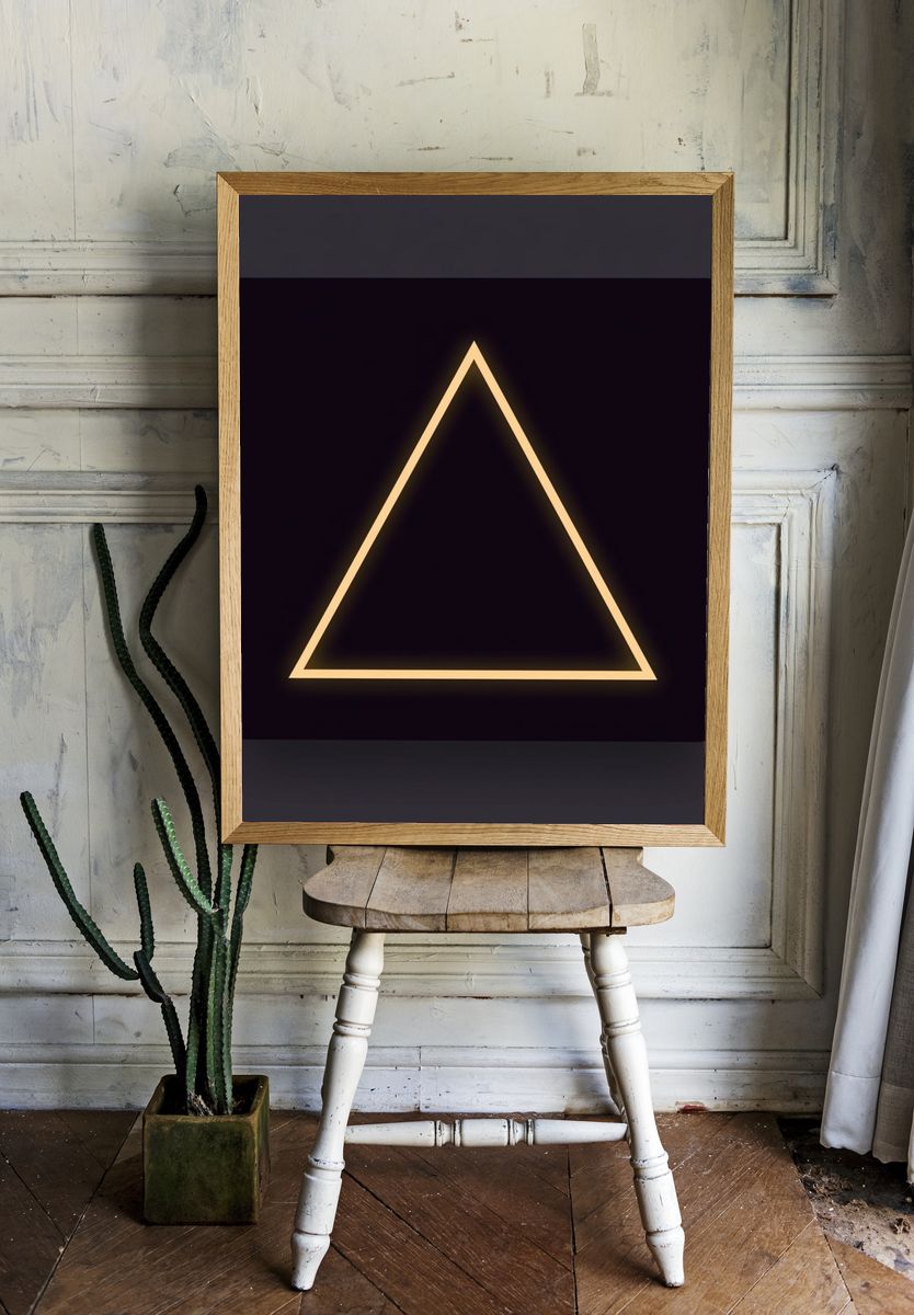 Glowing Triangle Minimalist Poster. room preview