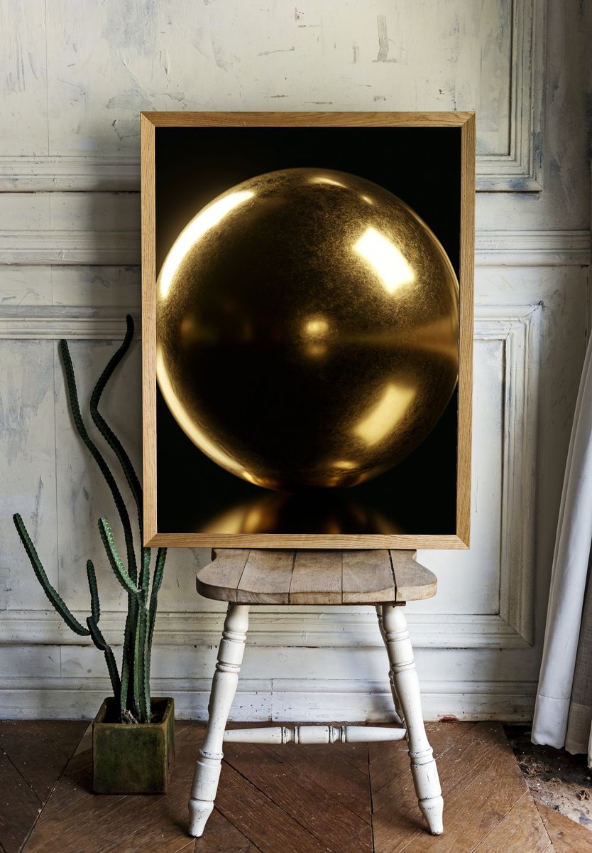 Golden Orb Abstract Poster. — room view 1