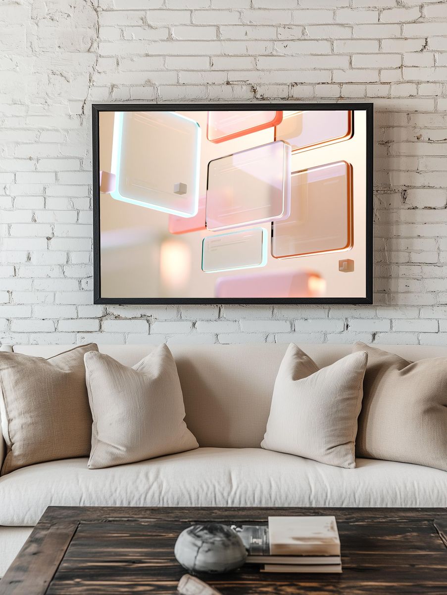 Pastel Glass Geometry Abstract Poster. — room view 1