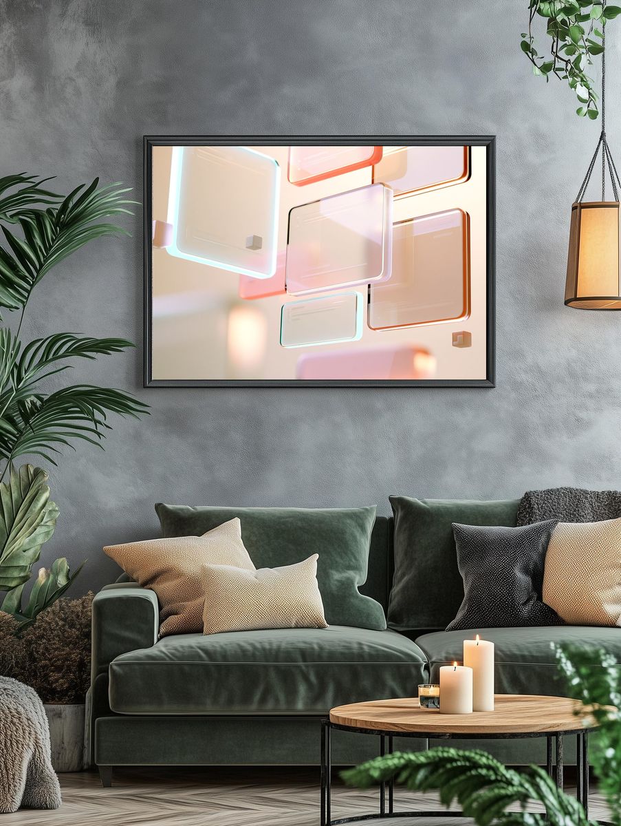 Pastel Glass Geometry Abstract Poster. — room view 4