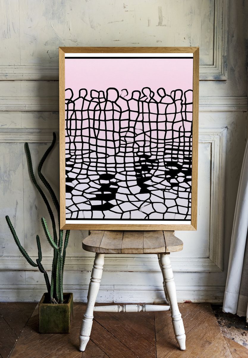 Cracked Grid Abstract Poster. room preview