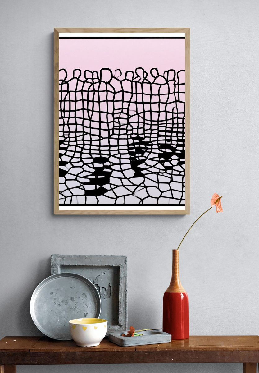 Cracked Grid Abstract Poster. — room view 3