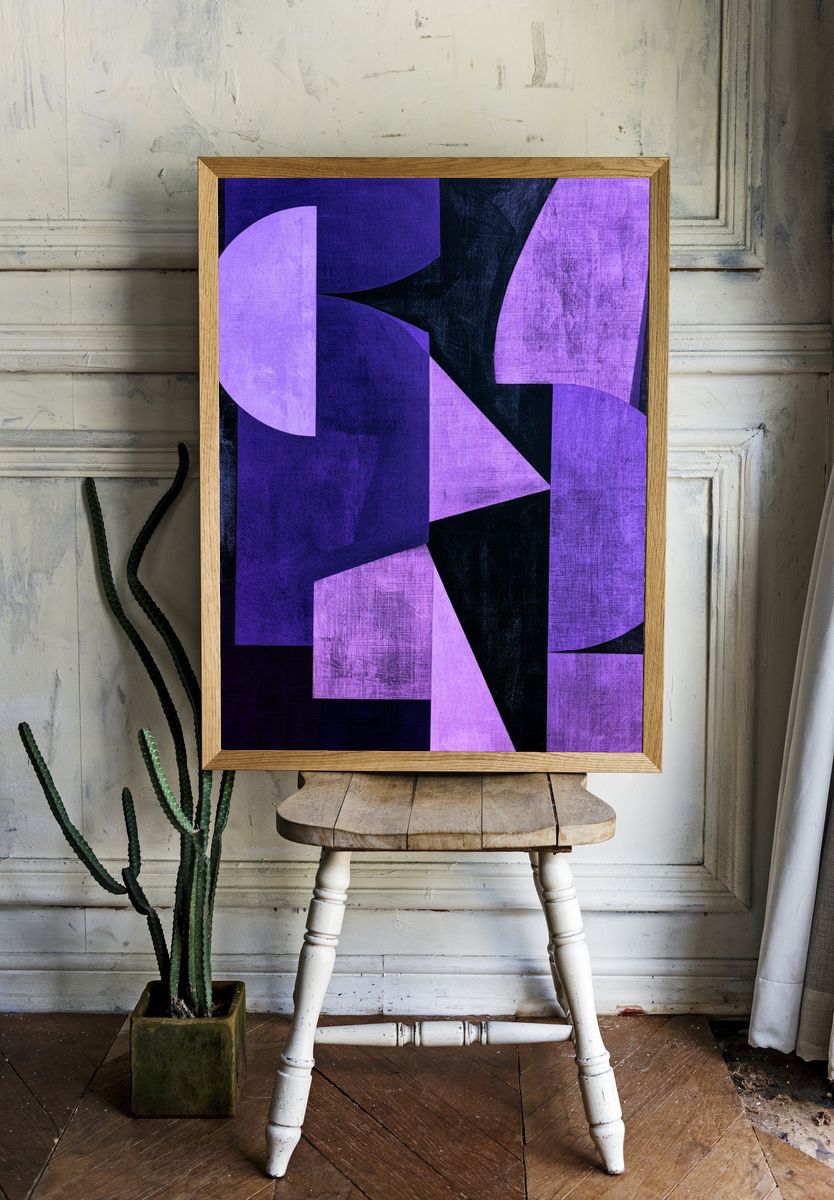 Purple Geometric Abstract Poster. room preview