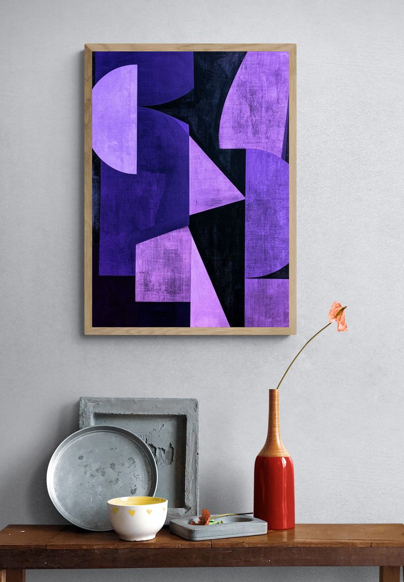 Purple Geometric Abstract Poster. — room view 3