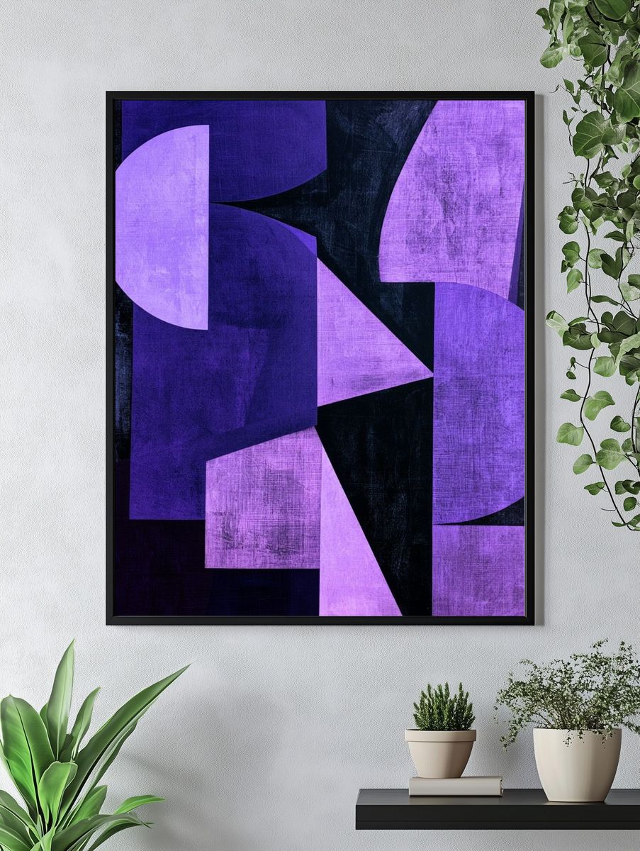 Purple Geometric Abstract Poster. — room view 4
