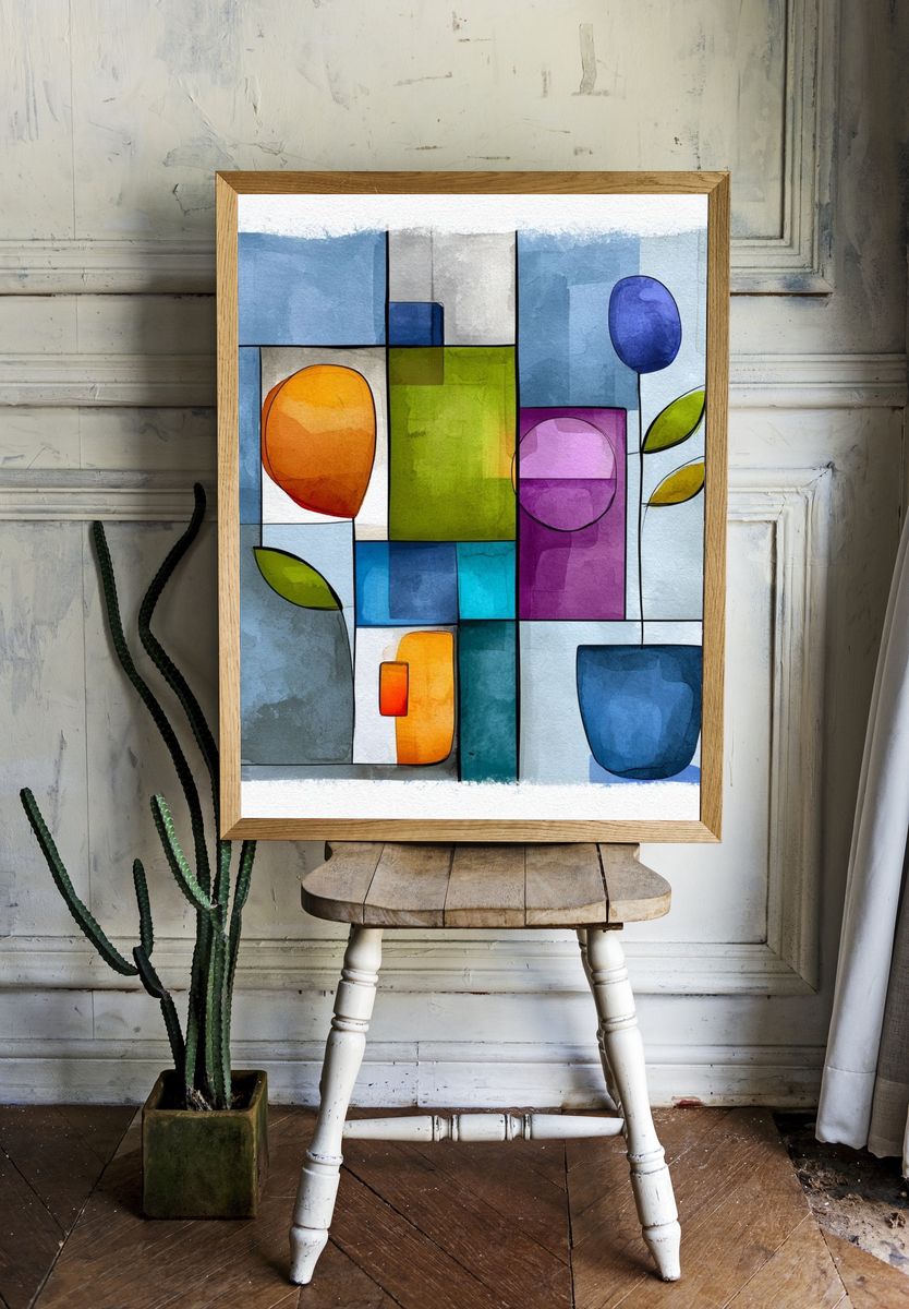 Geometric Watercolor Abstract Poster. room preview
