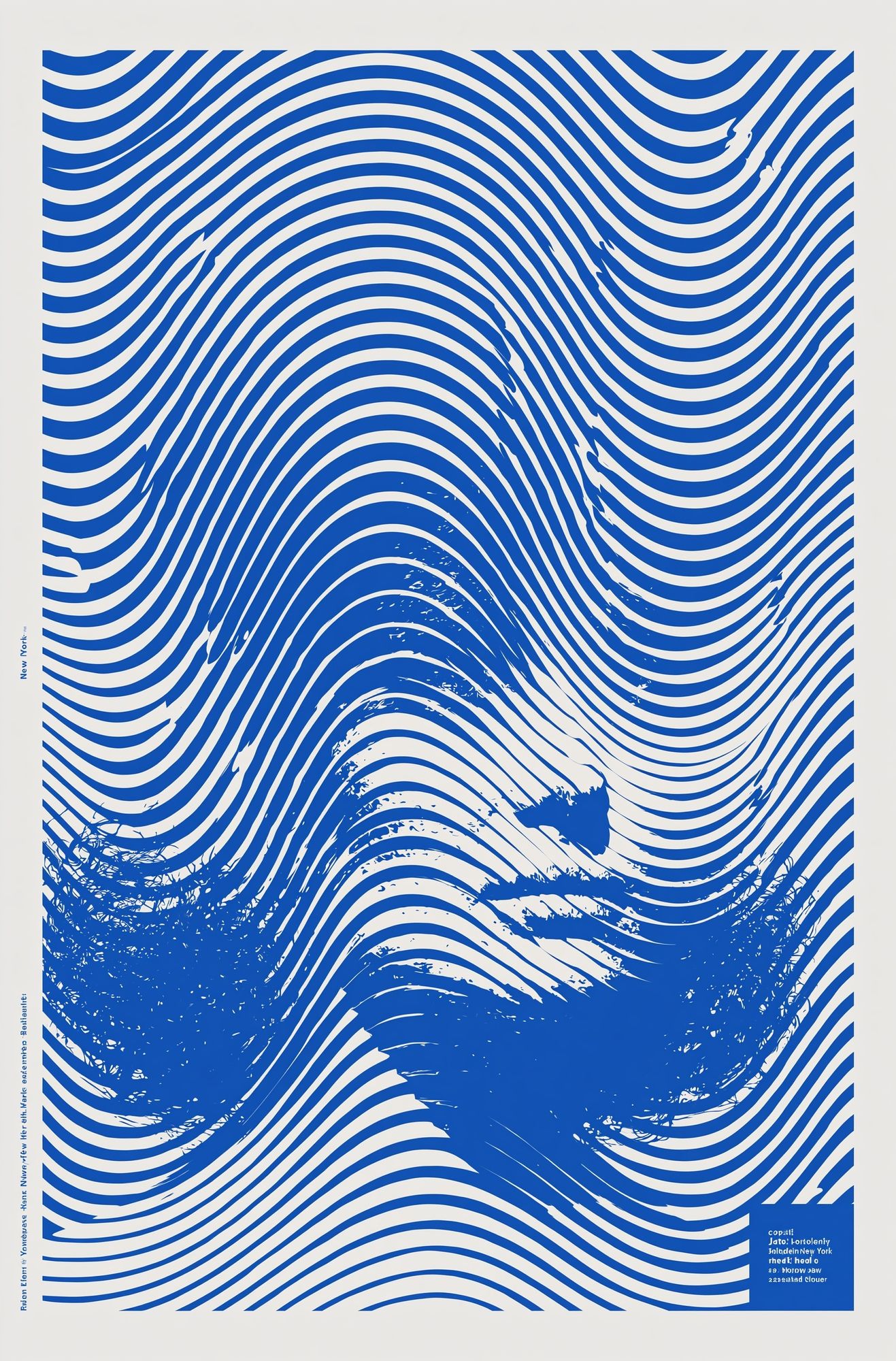 Blue Wave Optical Abstract Poster. poster — abstract art