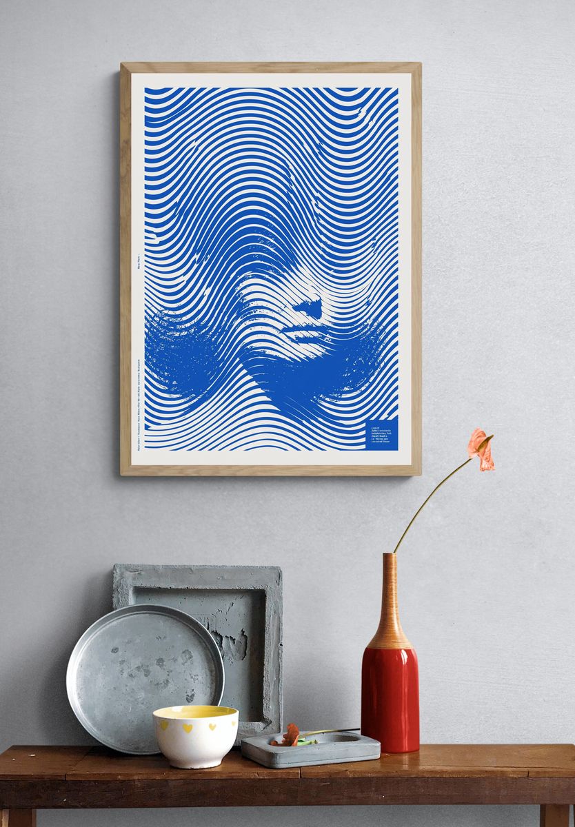 Blue Wave Optical Abstract Poster. — room view 3