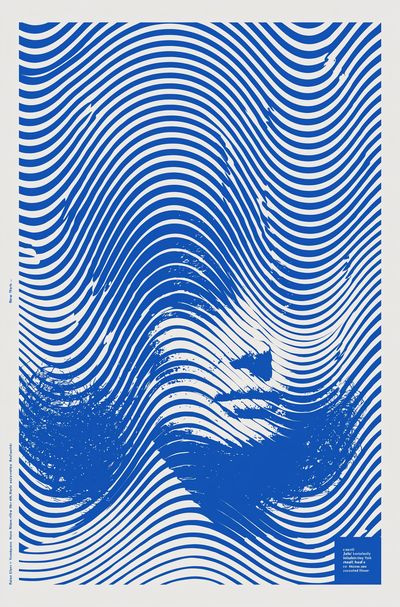 Blue Wave Optical Abstract Poster.