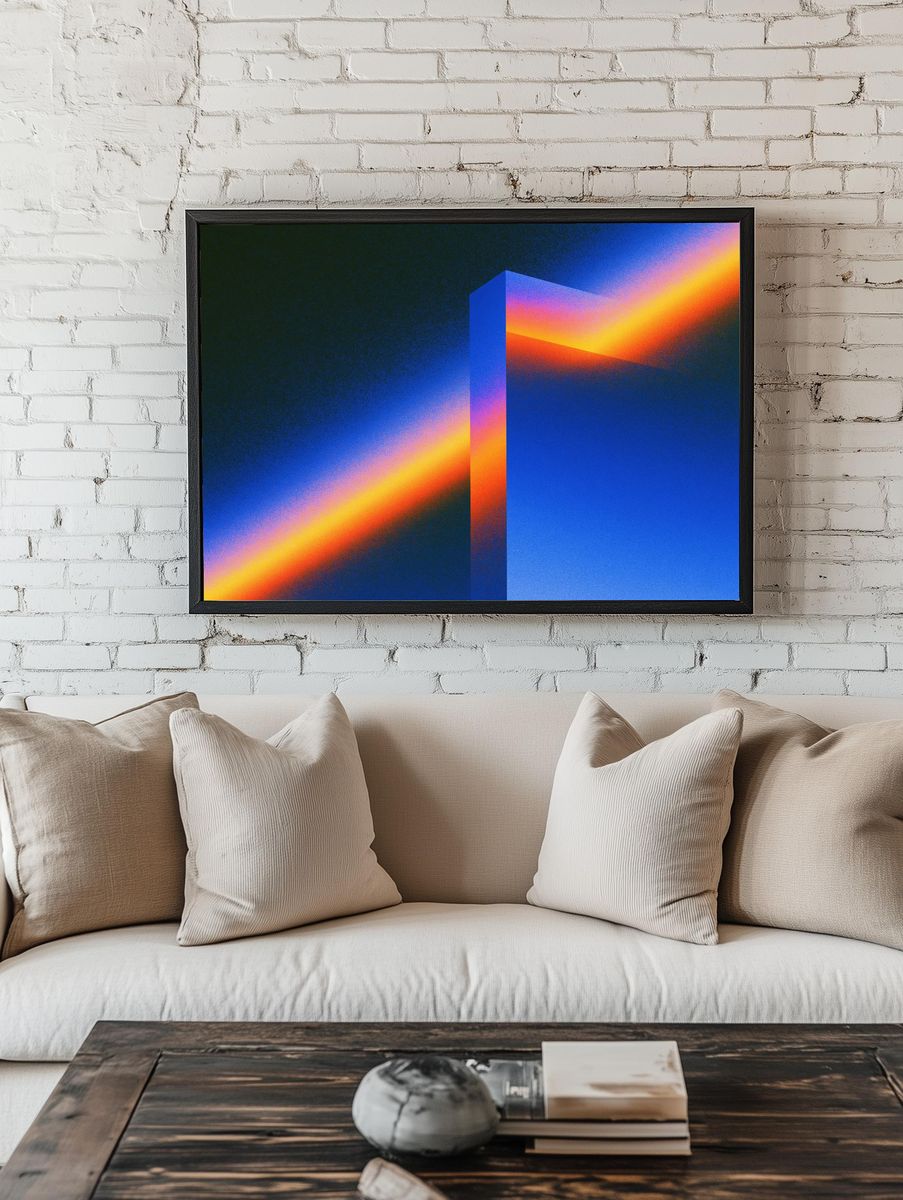 Neon Prism Abstract Poster. — room view 1