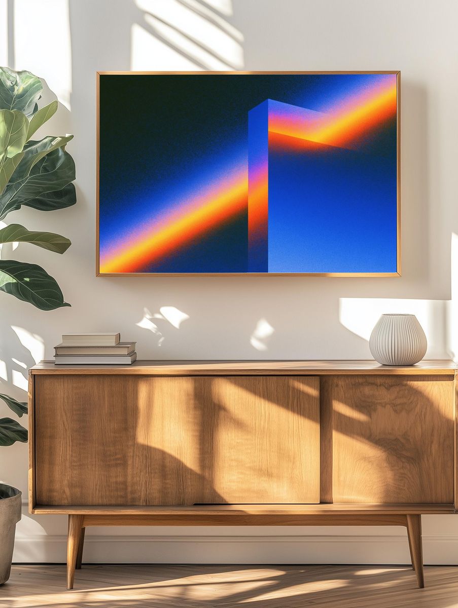Neon Prism Abstract Poster. — room view 3