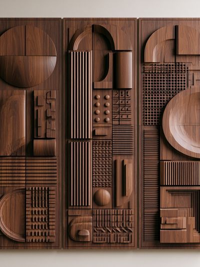 Wooden Geometric Relief Abstract Poster. poster