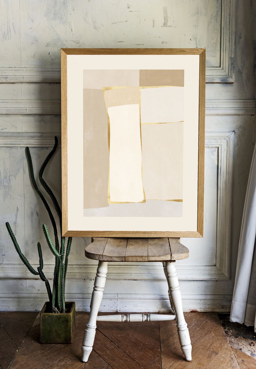 Neutral Gold Abstract Poster. — room view 1