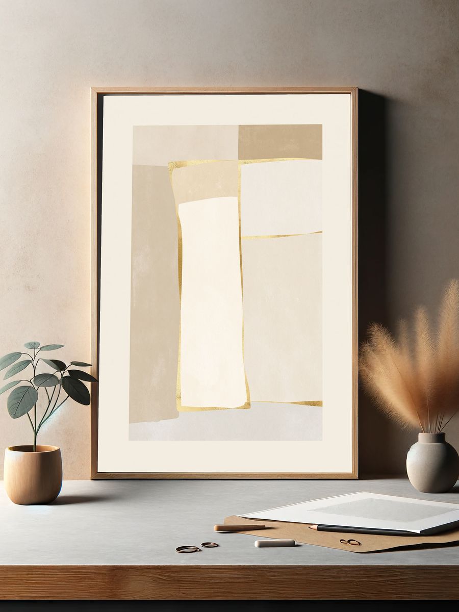 Neutral Gold Abstract Poster. — room view 2