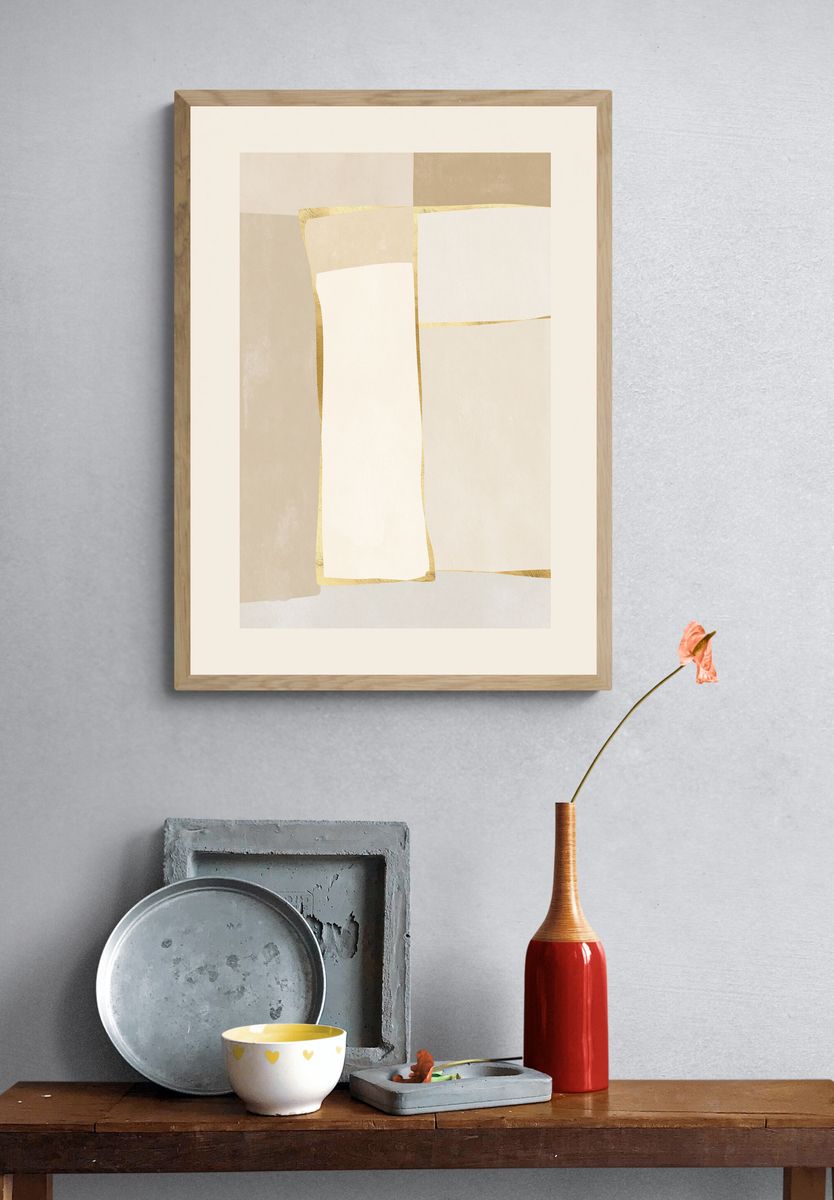 Neutral Gold Abstract Poster. — room view 3