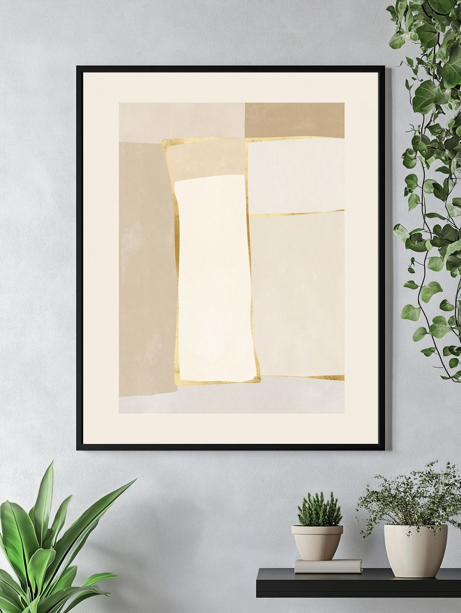 Neutral Gold Abstract Poster. — room view 4