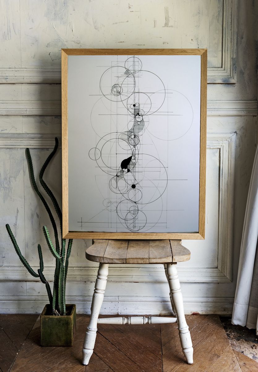 Geometric Circle Study Abstract Print. — room view 1