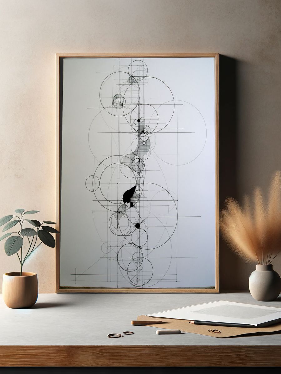 Geometric Circle Study Abstract Print. — room view 2