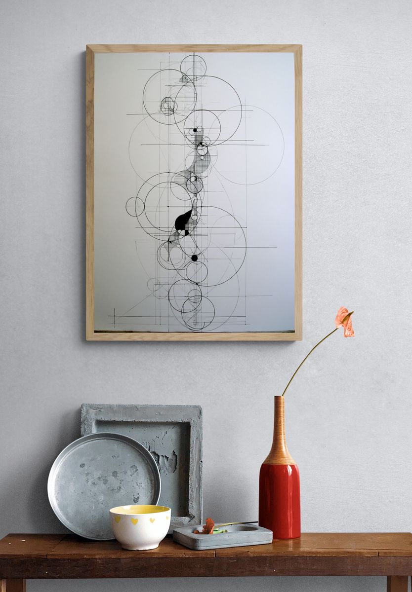 Geometric Circle Study Abstract Print. — room view 3