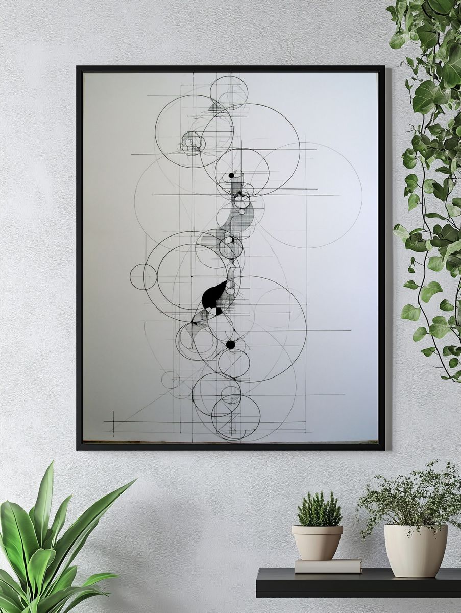 Geometric Circle Study Abstract Print. — room view 4