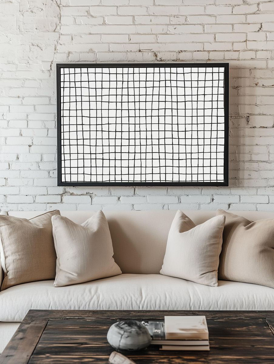 Grid desktop wallpaper, simple black room preview