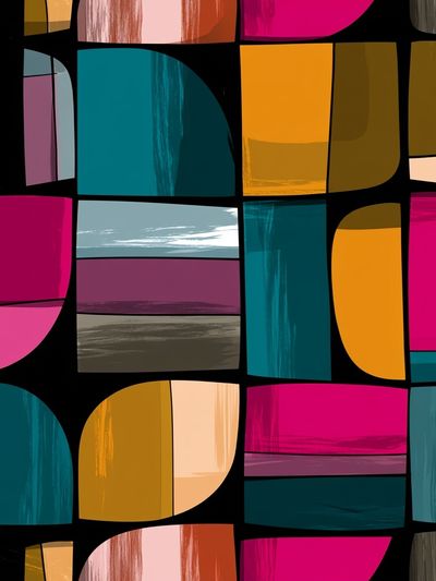 Color Block Mosaic Abstract Poster.