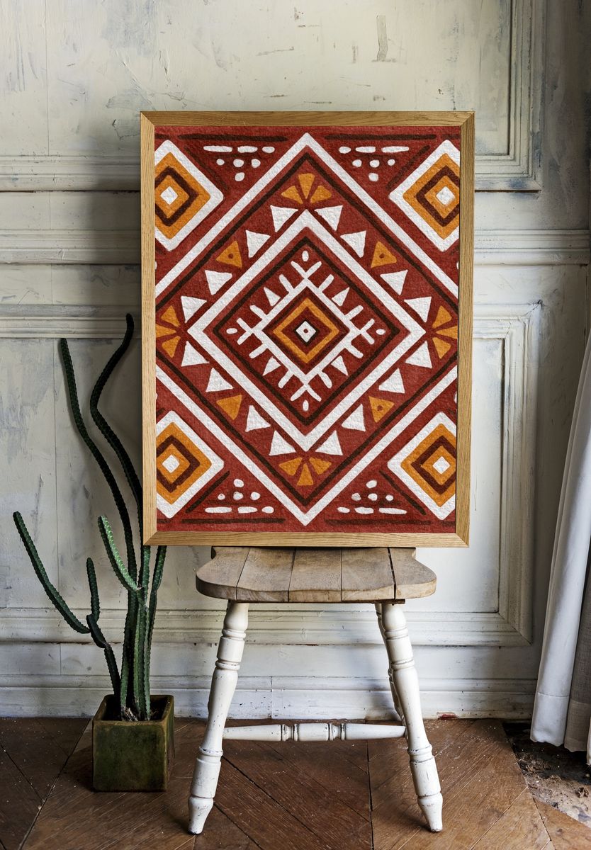 Geometric Tribal Pattern Poster. — room view 1